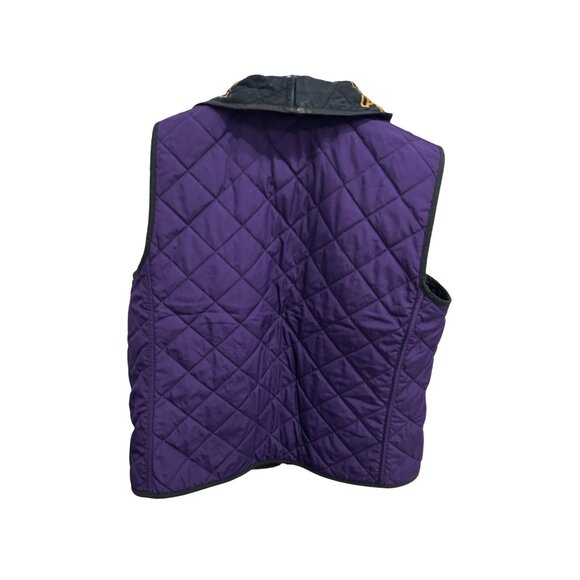 Lauren Ralph Lauren Reversible Quilted Vest Equestrian Print Purple Side Size L - Picture 4 of 11